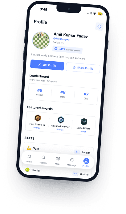 IKATA athlete profile showing leaderboard rankings and featured awards